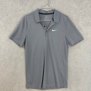 Nike Dri Fit Mens Size Small Gray Short Sleeve Golf Polo Shirt Top